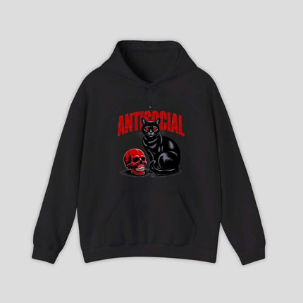 Black Cat Red Skull Hoodie