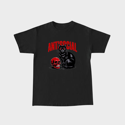 Black Cat Red Skull T-shirt
