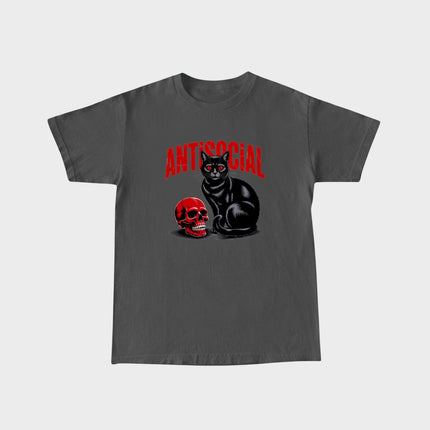 Black Cat Red Skull T-shirt