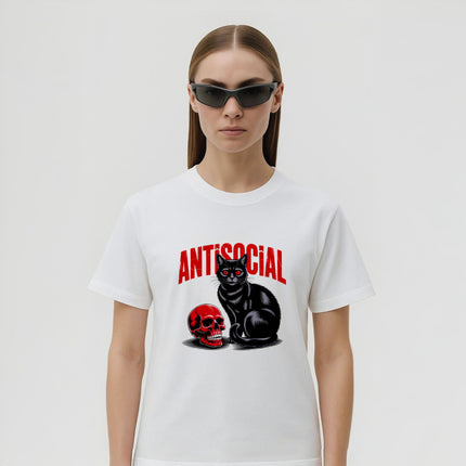 Black Cat Red Skull T-shirt