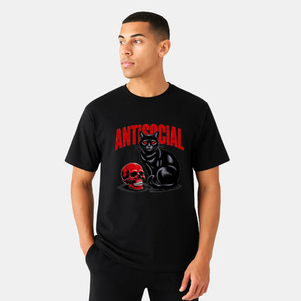 Black Cat Red Skull T-shirt